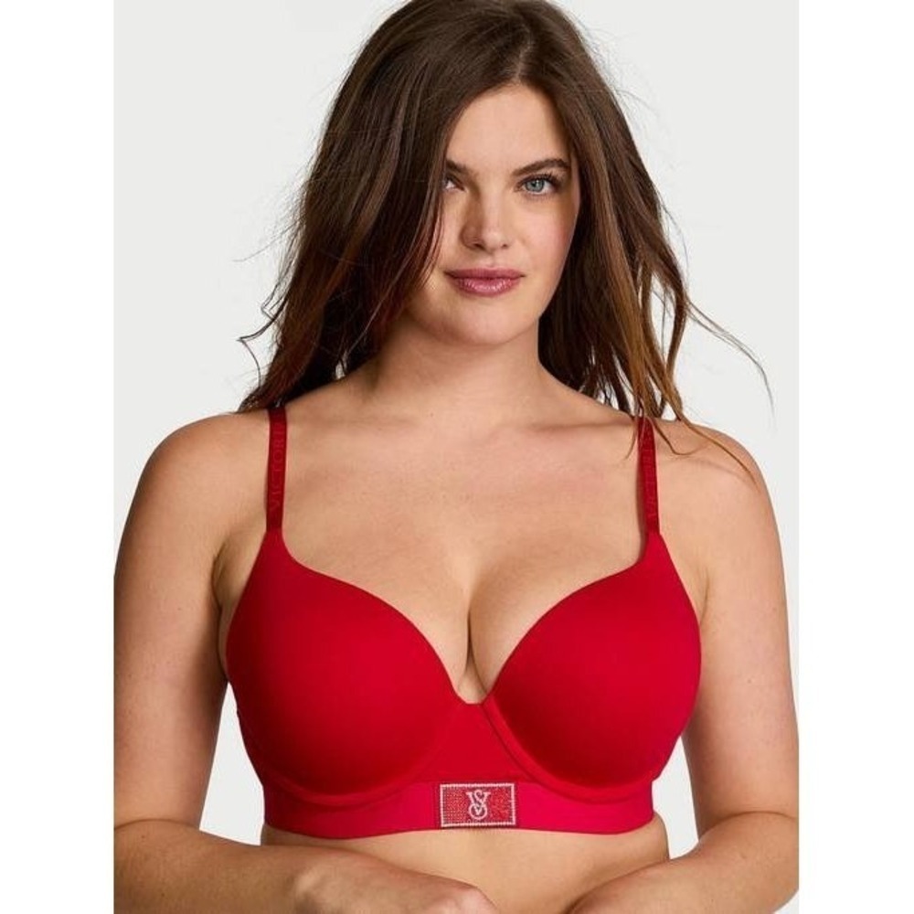 Victoria's Secret T-Shirt Cotton Bling Patch Bra Red 32C